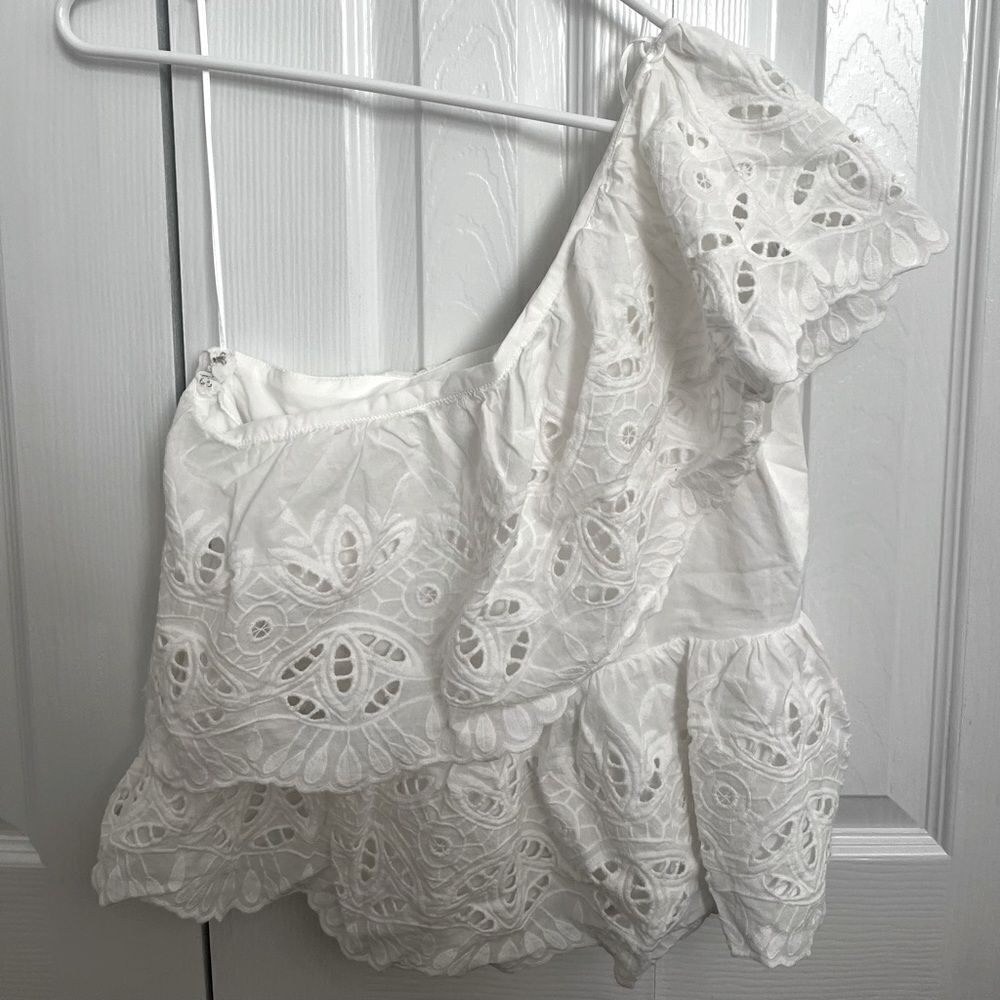 White Eyelet Vici Tank top. Size Large